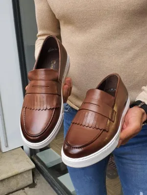Pierre Brown Kilt Loafers – Elegant and Comfortable Leather Footwear