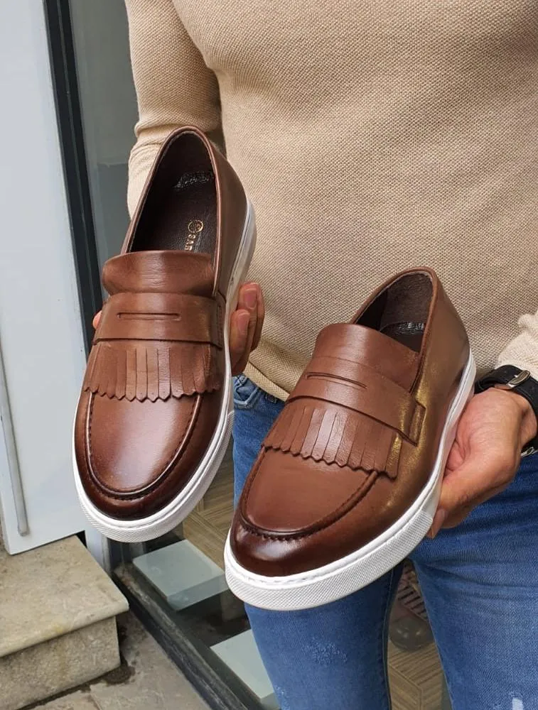 Pierre Brown Kilt Loafers – Elegant and Comfortable Leather Footwear