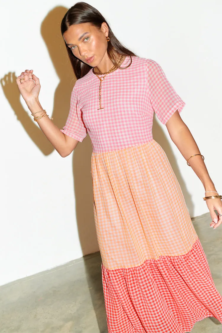 Pink Clash Check Dress
