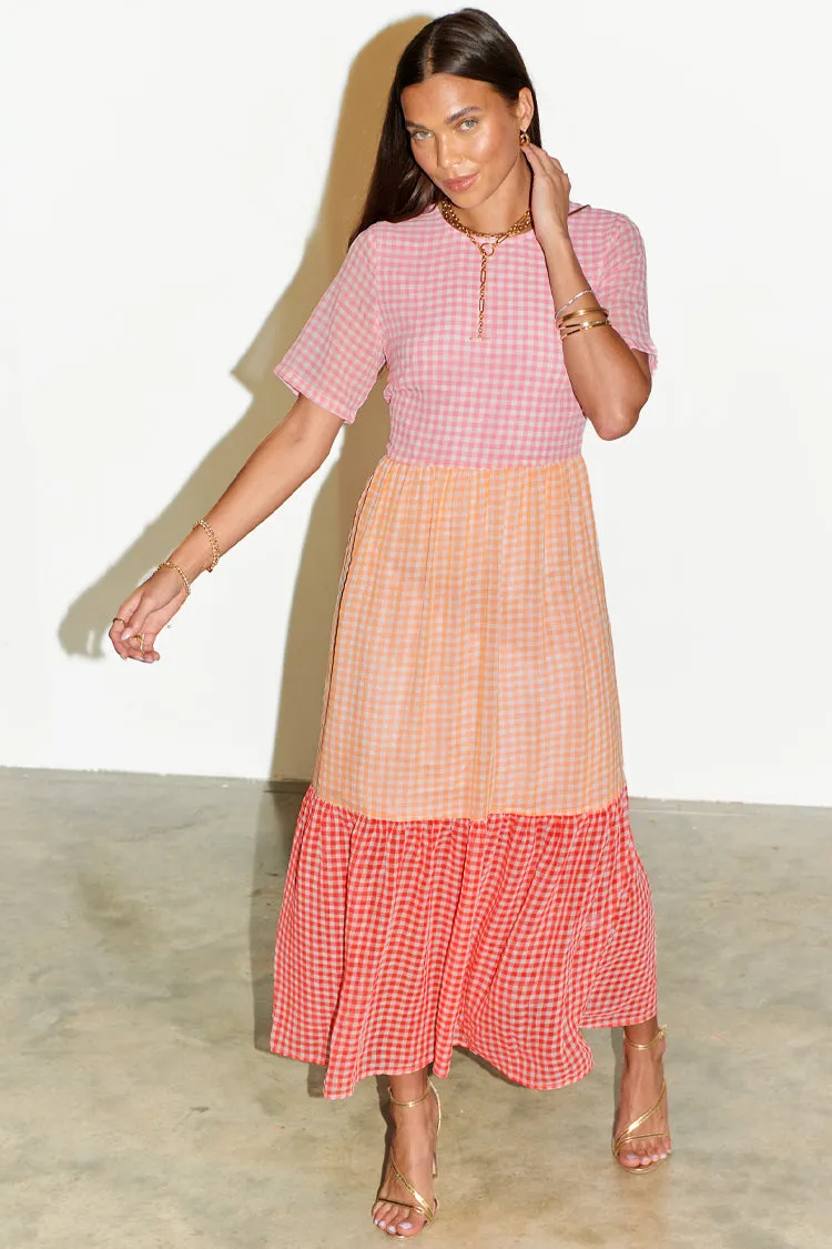 Pink Clash Check Dress