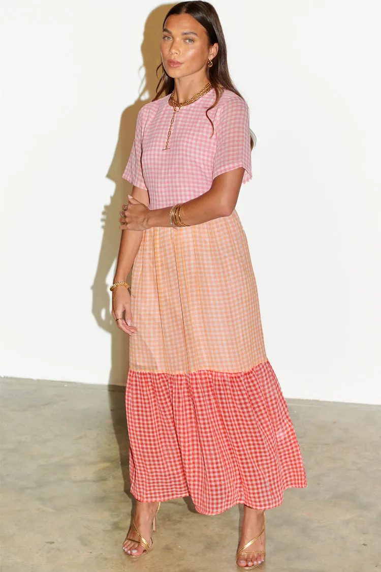 Pink Clash Check Dress