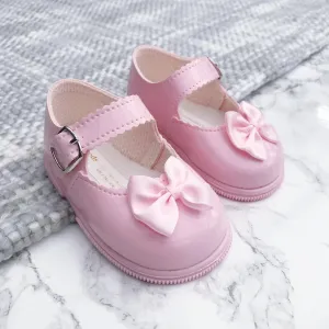 Pink Patent Hard Sole Bow Shoes