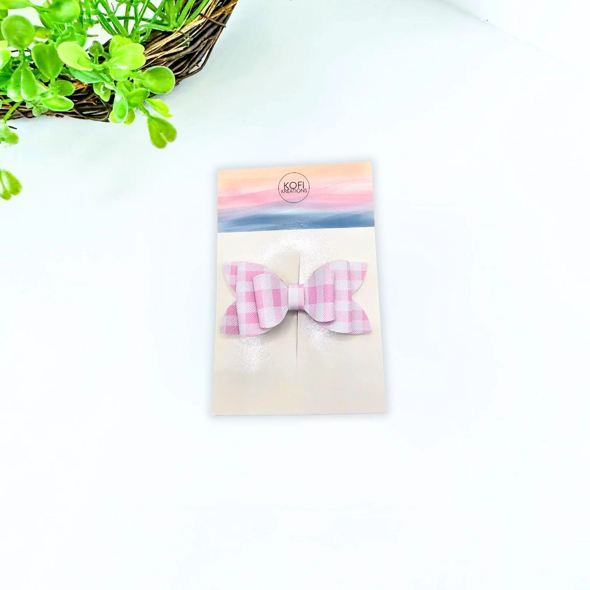 Pink Plaid Hair Bow