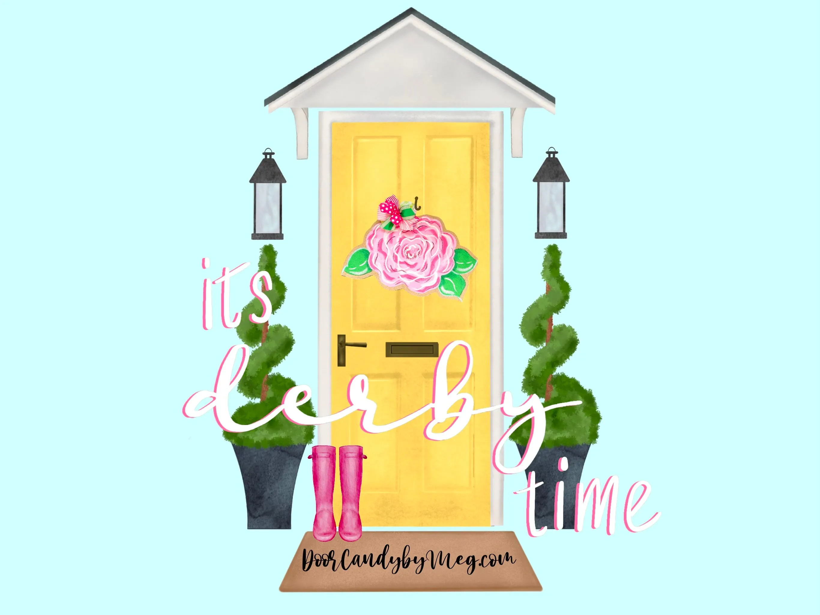 Pink Rose Swirl Burlap Door Hanger