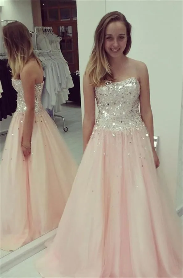 Pink Sweetheart Lace Up A-line Handmade Girly Prom Dress K732