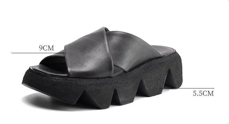 Platform Slippers Handmade Concise Ladies