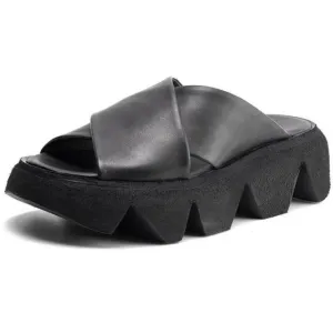 Platform Slippers Handmade Concise Ladies
