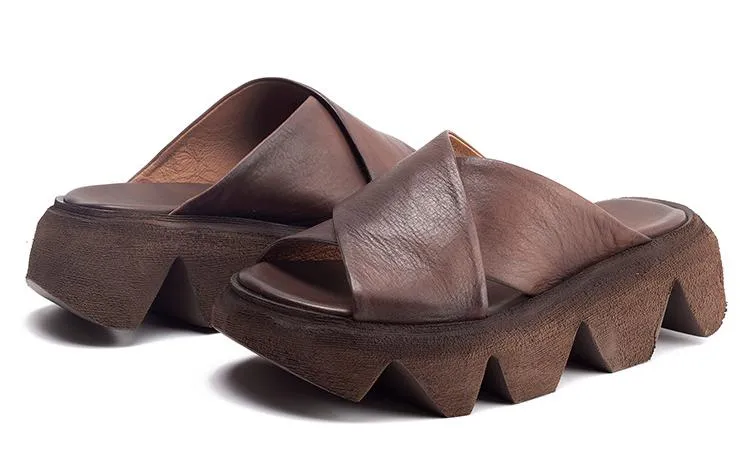 Platform Slippers Handmade Concise Ladies