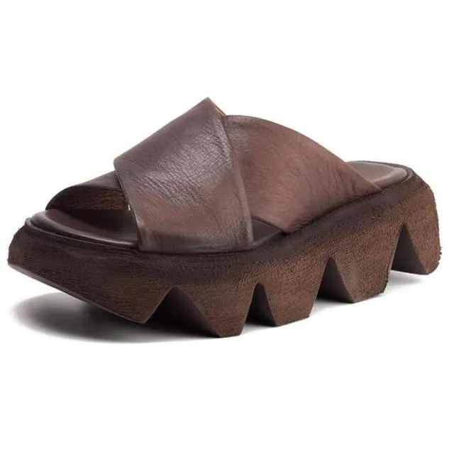 Platform Slippers Handmade Concise Ladies