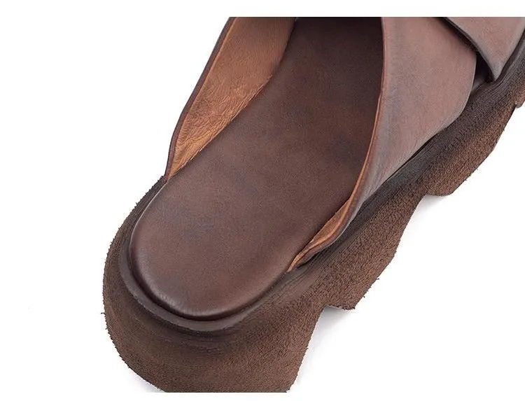 Platform Slippers Handmade Concise Ladies