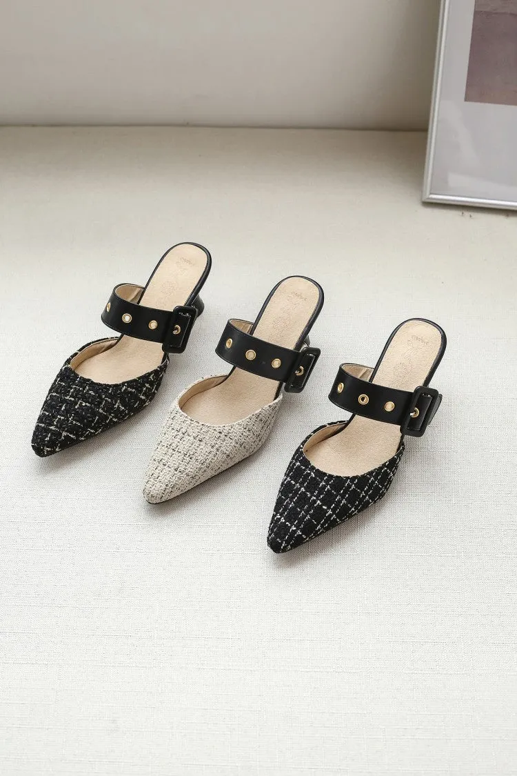 Pointed Toe Buckle Women's High Heel Chunky Sandals