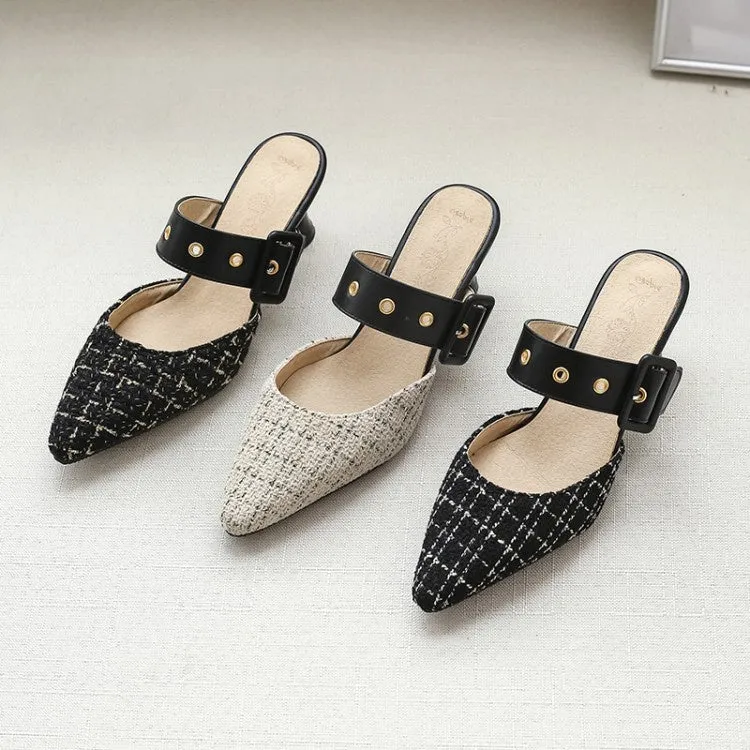 Pointed Toe Buckle Women's High Heel Chunky Sandals