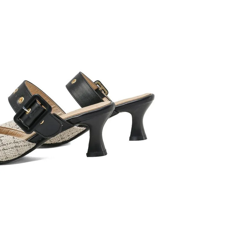 Pointed Toe Buckle Women's High Heel Chunky Sandals