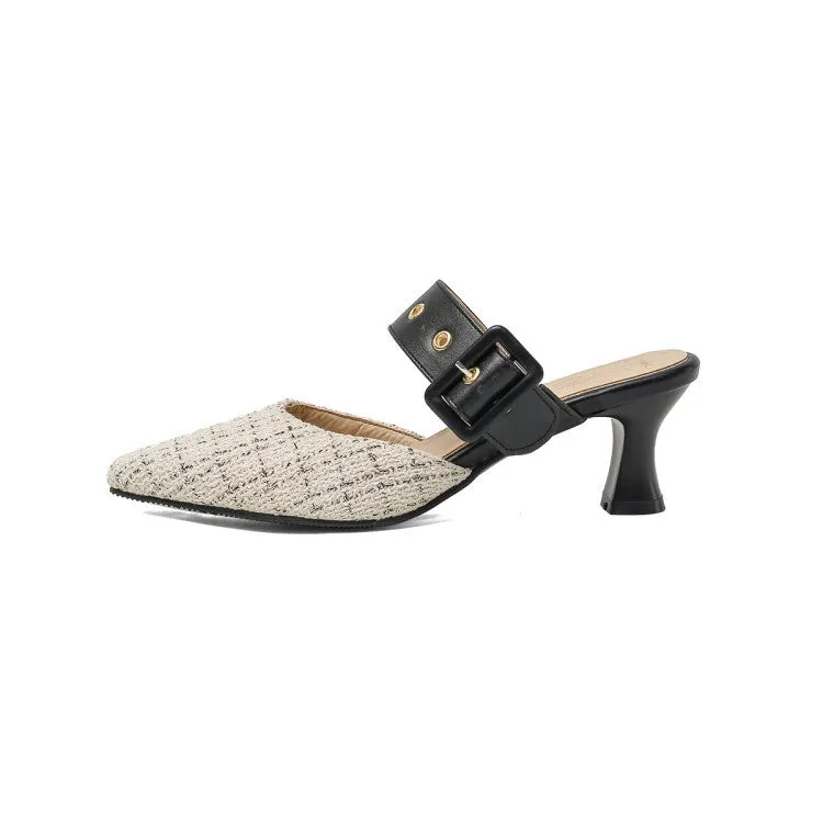 Pointed Toe Buckle Women's High Heel Chunky Sandals