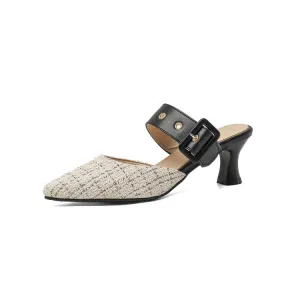 Pointed Toe Buckle Women's High Heel Chunky Sandals