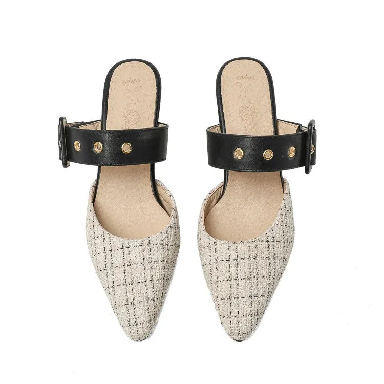 Pointed Toe Buckle Women's High Heel Chunky Sandals