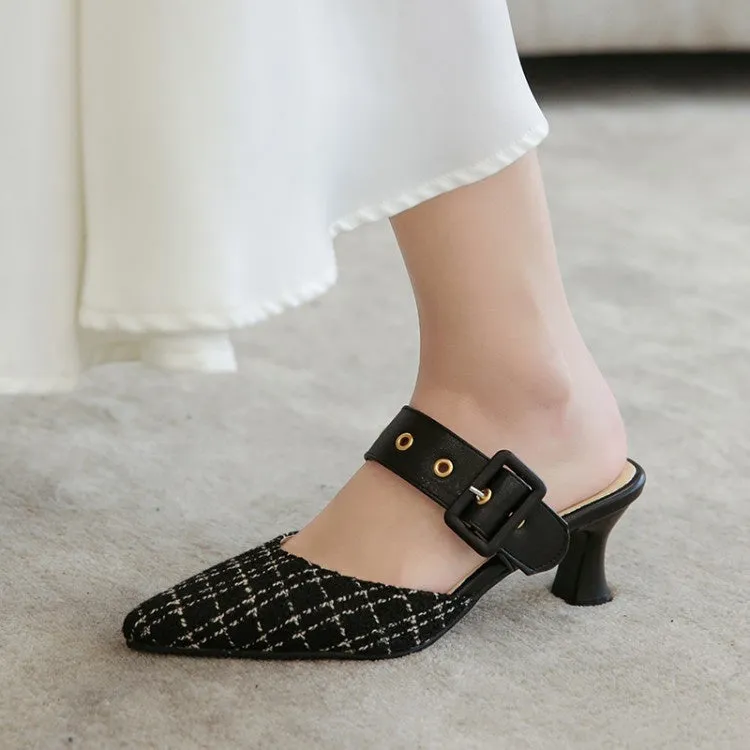 Pointed Toe Buckle Women's High Heel Chunky Sandals