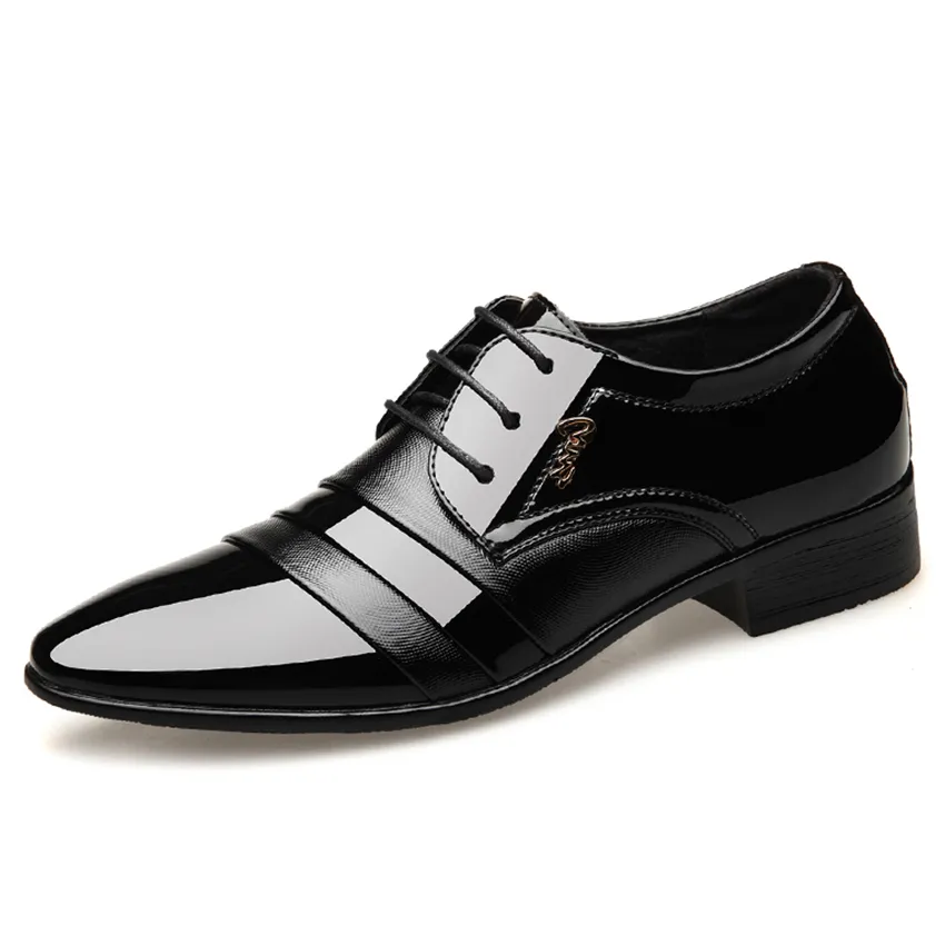 Pointed Toe Wedding Shoes Leather British Lace-up Footwear