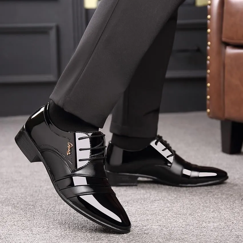 Pointed Toe Wedding Shoes Leather British Lace-up Footwear
