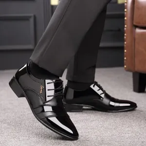 Pointed Toe Wedding Shoes Leather British Lace-up Footwear