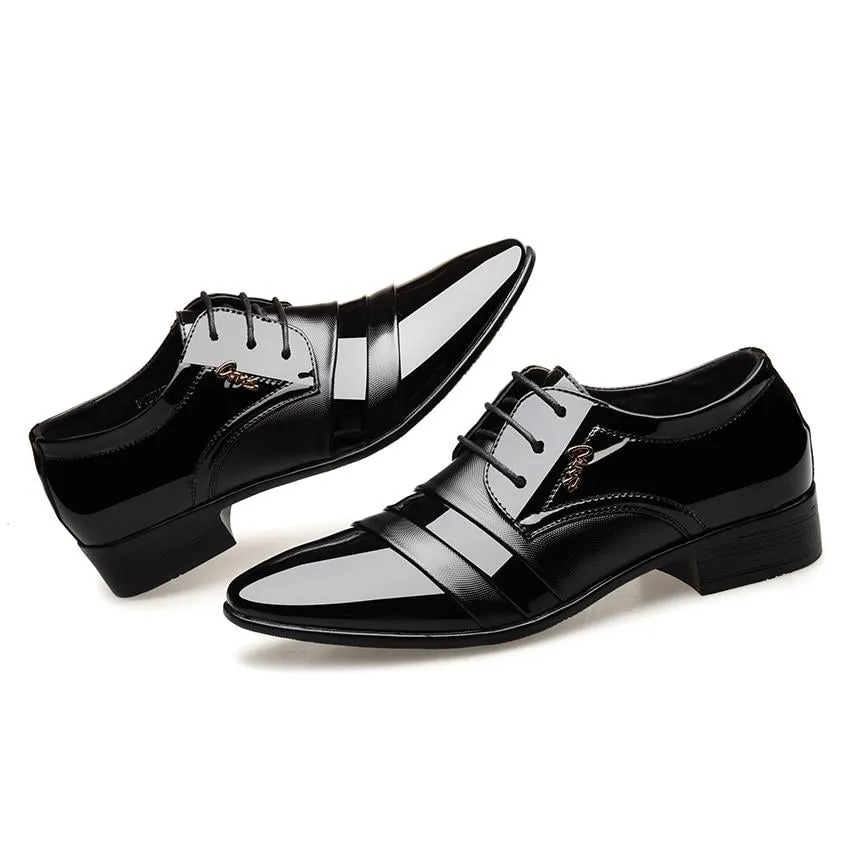 Pointed Toe Wedding Shoes Leather British Lace-up Footwear