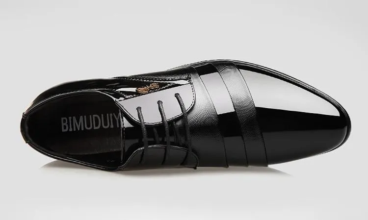 Pointed Toe Wedding Shoes Leather British Lace-up Footwear