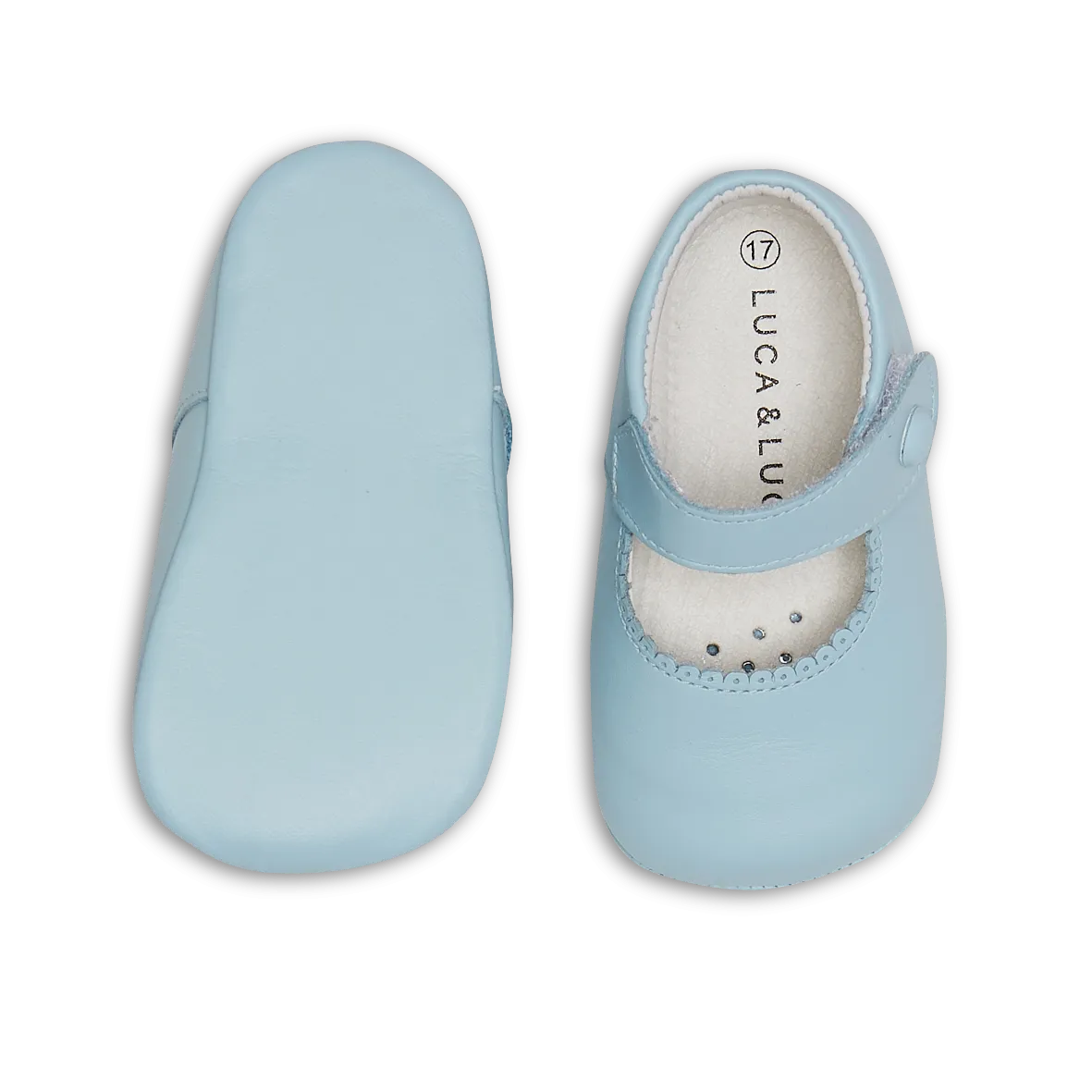 POWDER BLUE MARY-JANE PRAM SHOES