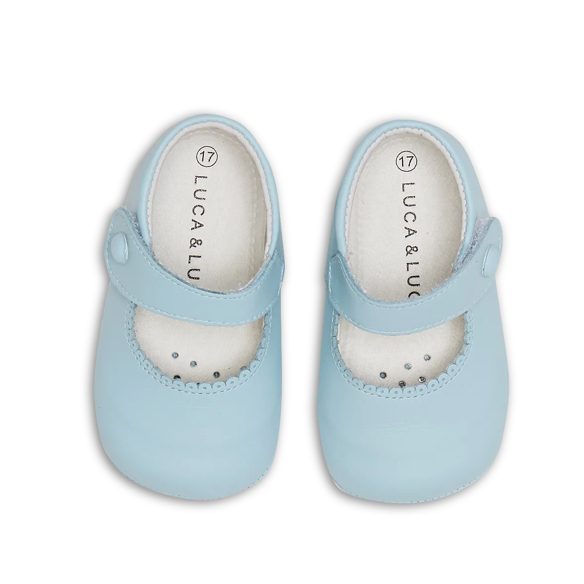 POWDER BLUE MARY-JANE PRAM SHOES