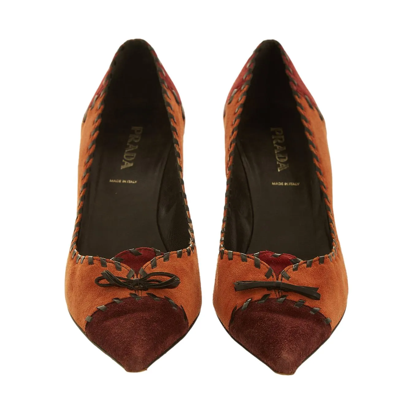 Prada Orange Suede Kitten Heels