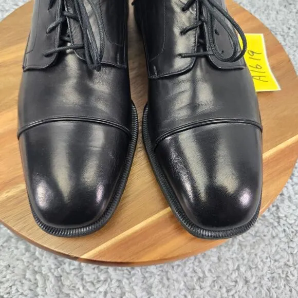 Principe Black Leather Business Office Cap Toe Oxford Derby Dress Shoe Mens 10.5