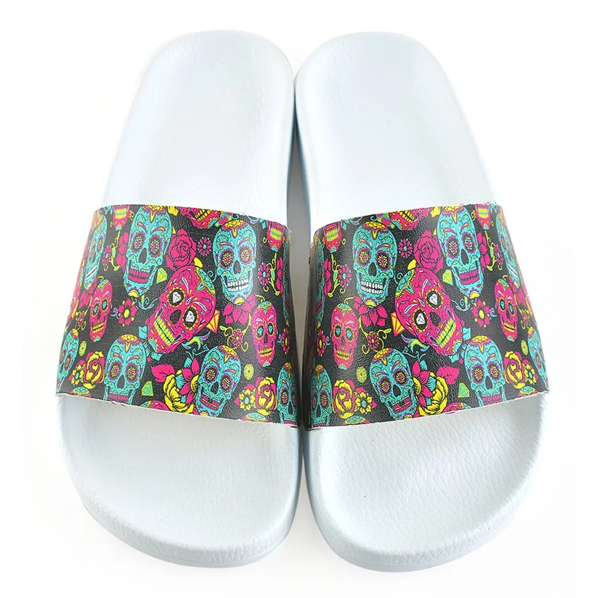 Purple Flowered and Purple Sweet Dry Skull Patterned Sandal - CAP106