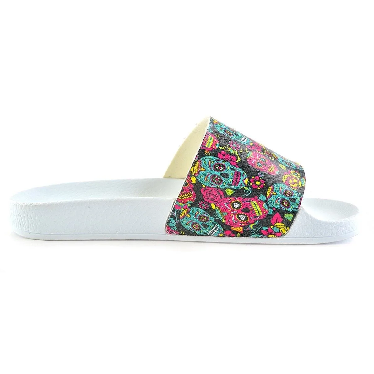 Purple Flowered and Purple Sweet Dry Skull Patterned Sandal - CAP106