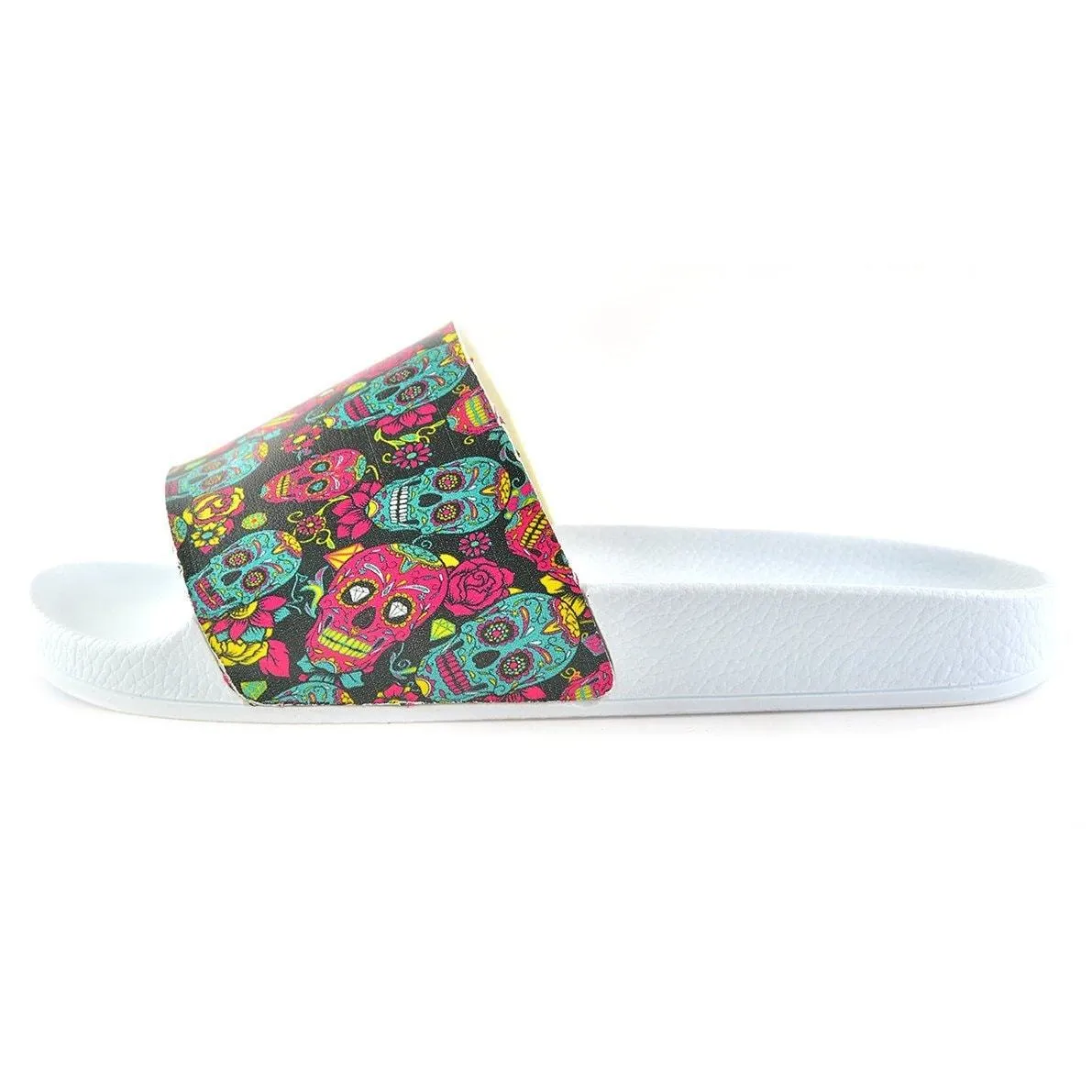 Purple Flowered and Purple Sweet Dry Skull Patterned Sandal - CAP106