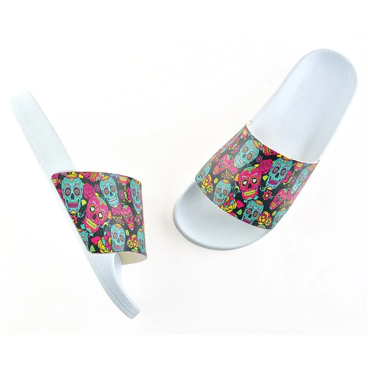 Purple Flowered and Purple Sweet Dry Skull Patterned Sandal - CAP106