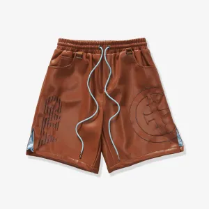 "DELIRIOUS" LEATHER SHORTS (BROWN)