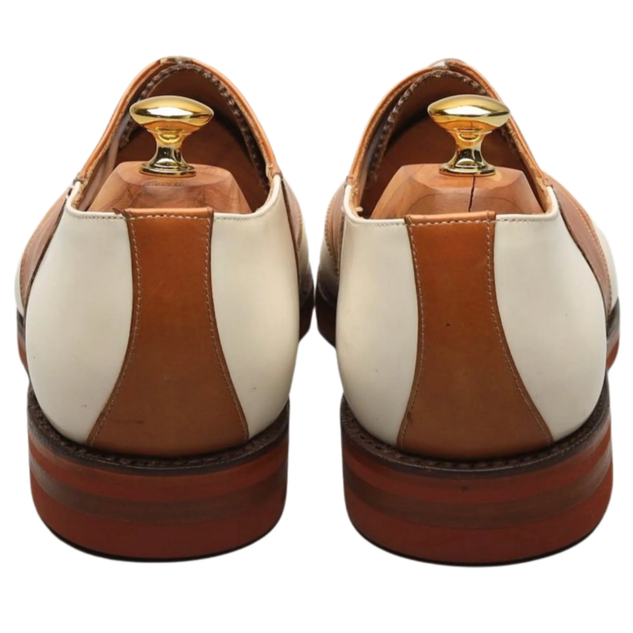 Ralph Lauren White and Tan Brown Leather Saddle Oxford UK 11 US 12 D