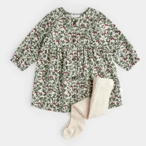 Raspberry Bush Dress & Tights Set