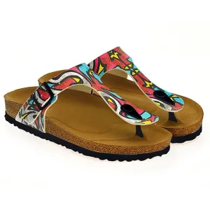 Red, Blue, Yellow Geometric Patterned Sandal - CAL515