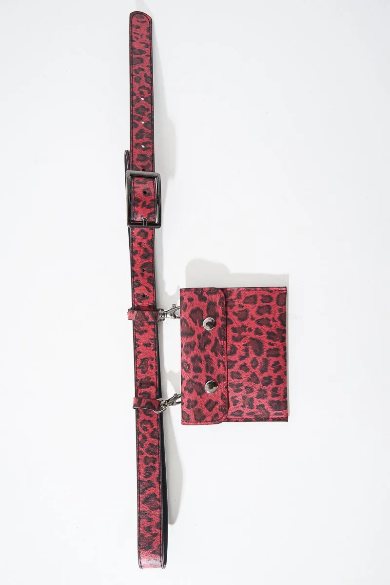 Red Leopard PU Envelope Bum Bag - Gabriana