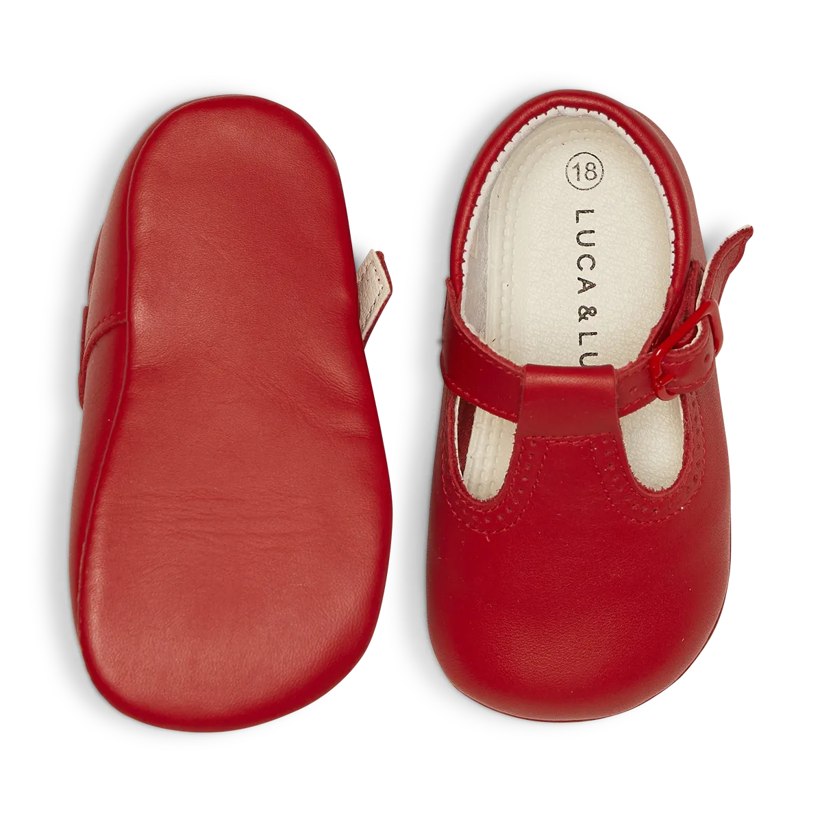 RED T-BAR PRAM SHOES