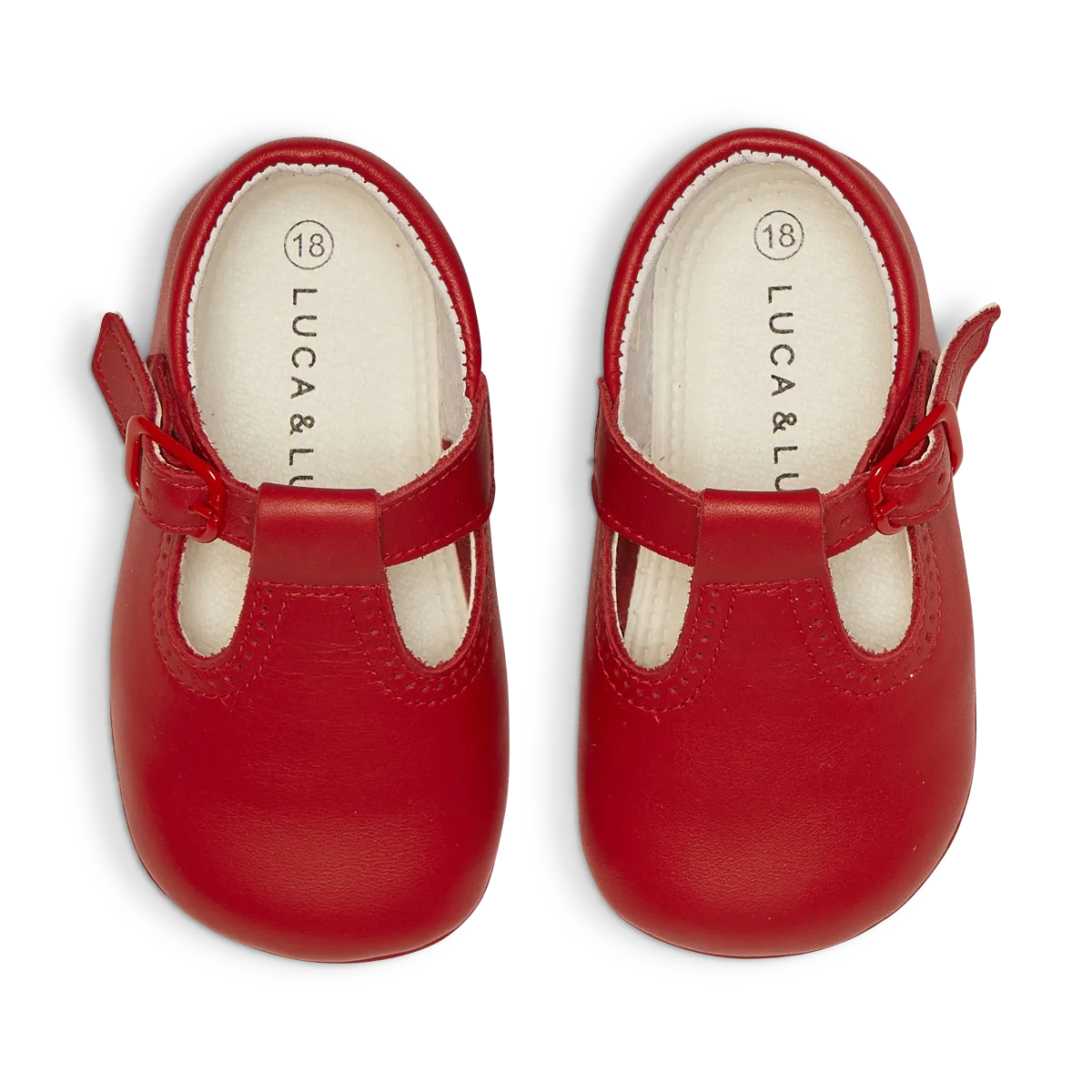 RED T-BAR PRAM SHOES