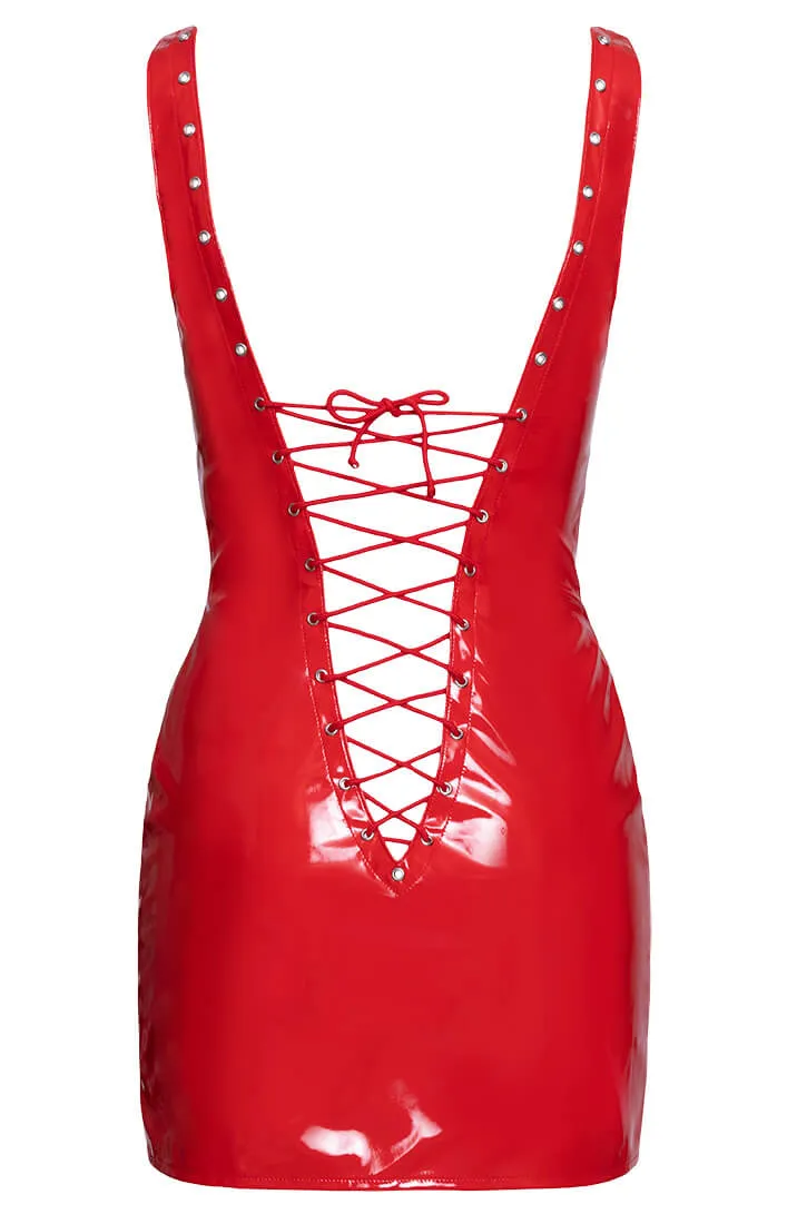 Red vinyl lace-up dress - Next Up!