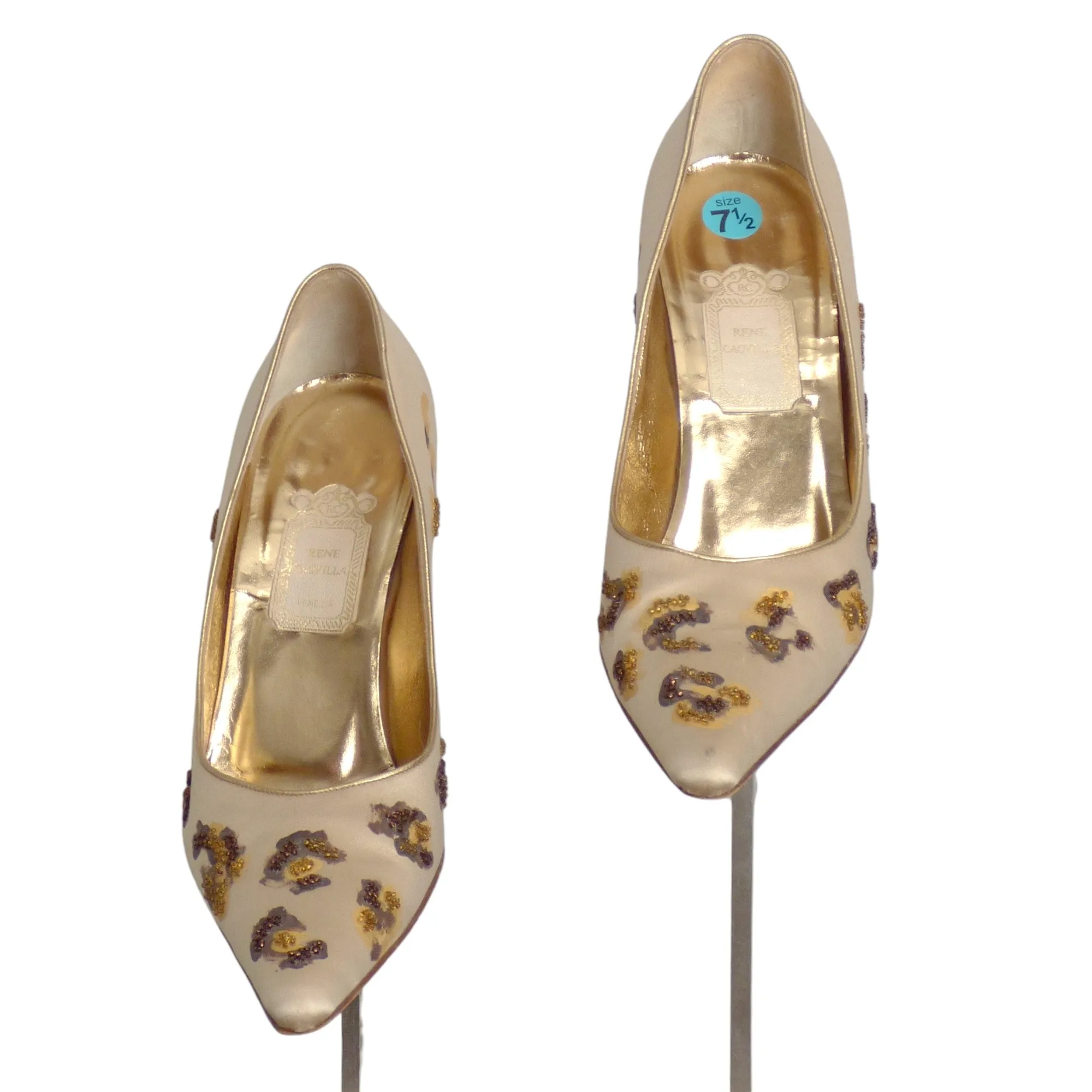 RENE CAOVILLA- AS IS 1990s Beaded Satin Pumps, Size 38