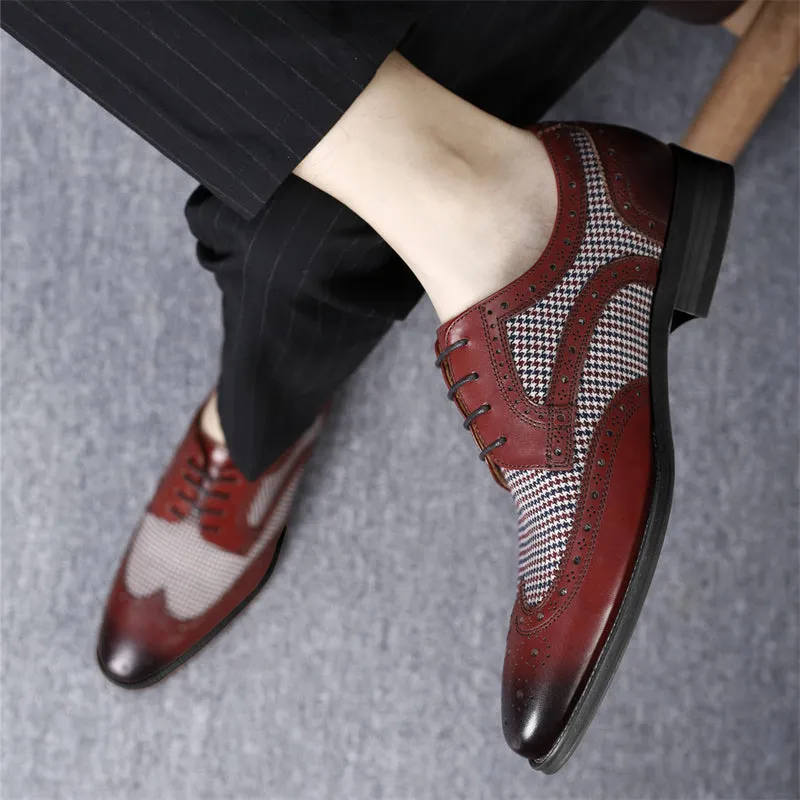 Retro Front Lace-up Breathable Handsome Formal Shoes for Men