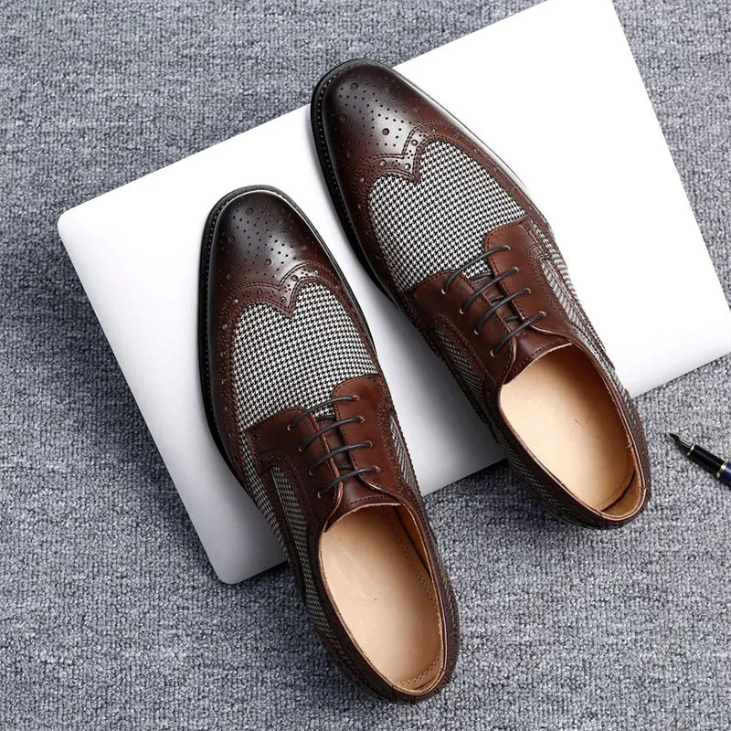 Retro Front Lace-up Breathable Handsome Formal Shoes for Men