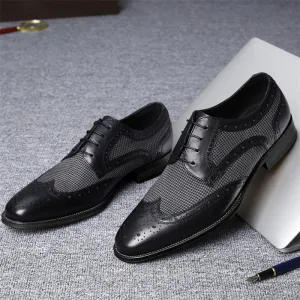 Retro Front Lace-up Breathable Handsome Formal Shoes for Men