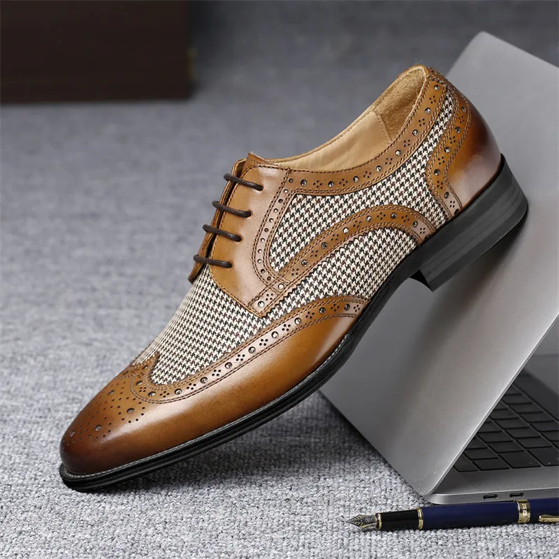 Retro Front Lace-up Breathable Handsome Formal Shoes for Men