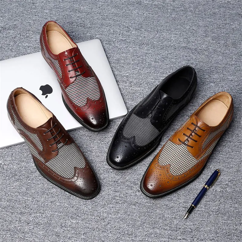 Retro Front Lace-up Breathable Handsome Formal Shoes for Men