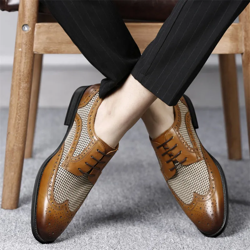 Retro Front Lace-up Breathable Handsome Formal Shoes for Men