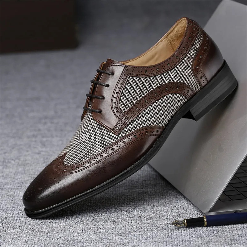 Retro Front Lace-up Breathable Handsome Formal Shoes for Men